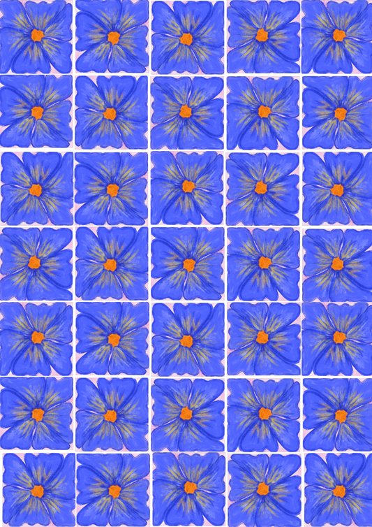 Blue Flower Print