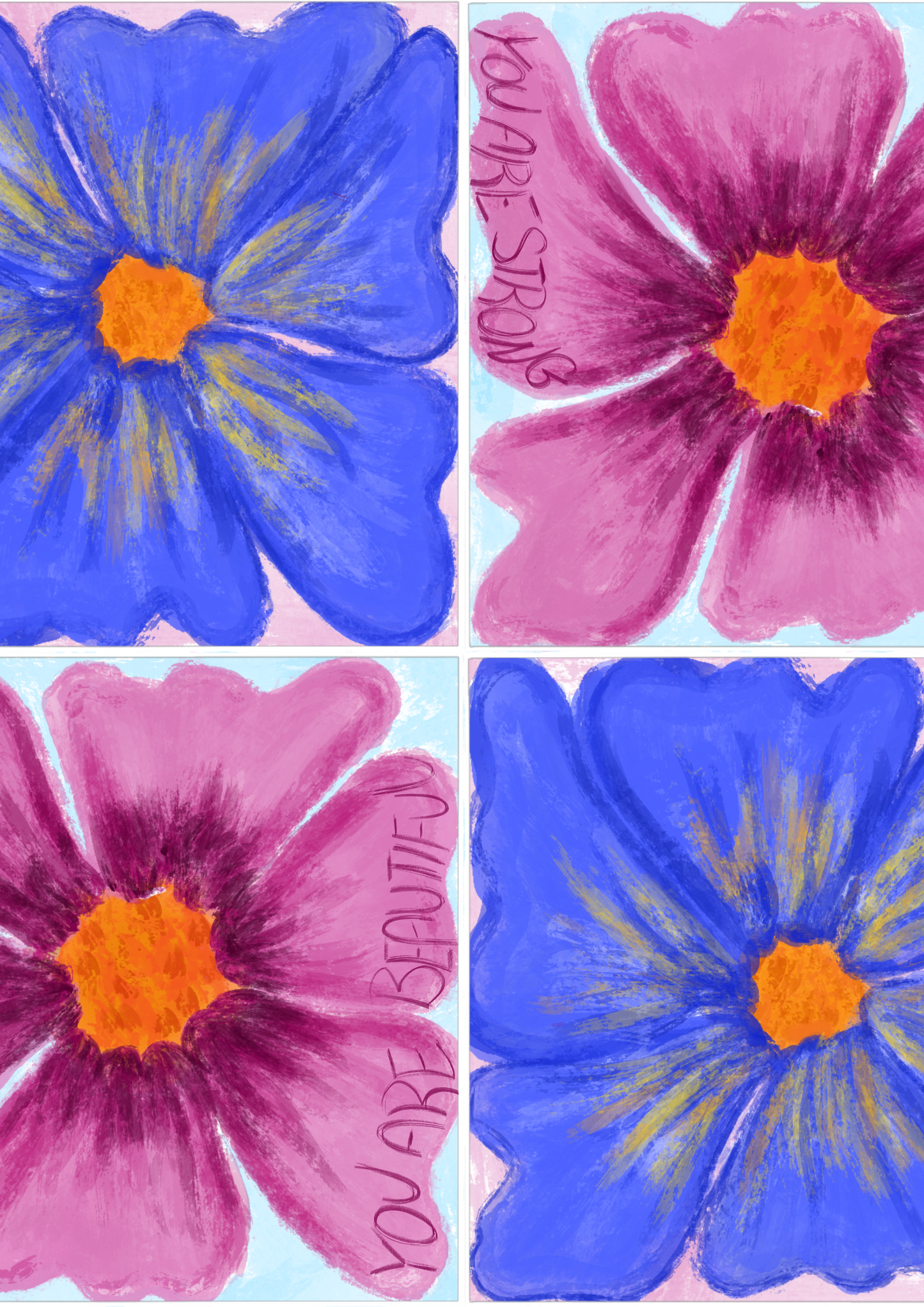 Blue & Purple Flower Print
