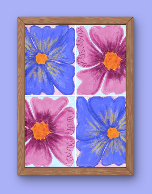 Blue & Purple Flower Print