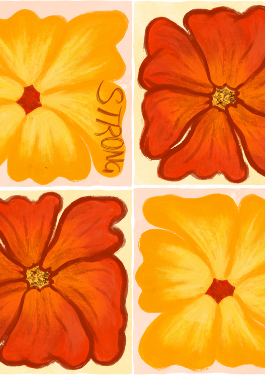 Yellow & Orange Flower Print